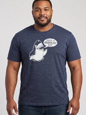 NWOT | Crazy Dog T-Shirts "Have a Grrreat Day" Tee | Shark Humor | Navy | XL